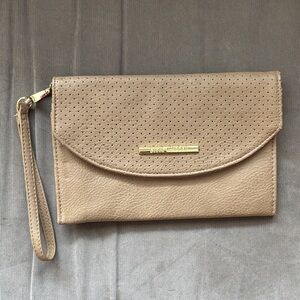 Steve Madden Beige Perforated Clutch Wristlet